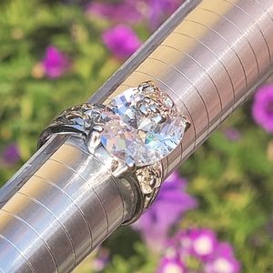 Clear Quartz Statement Ring Size 10